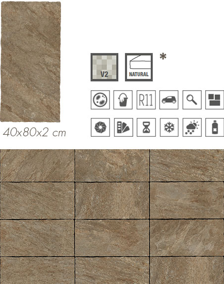 Pavimento effetto anticato Quarzite Mix 40x80x2 cm Stone Gres